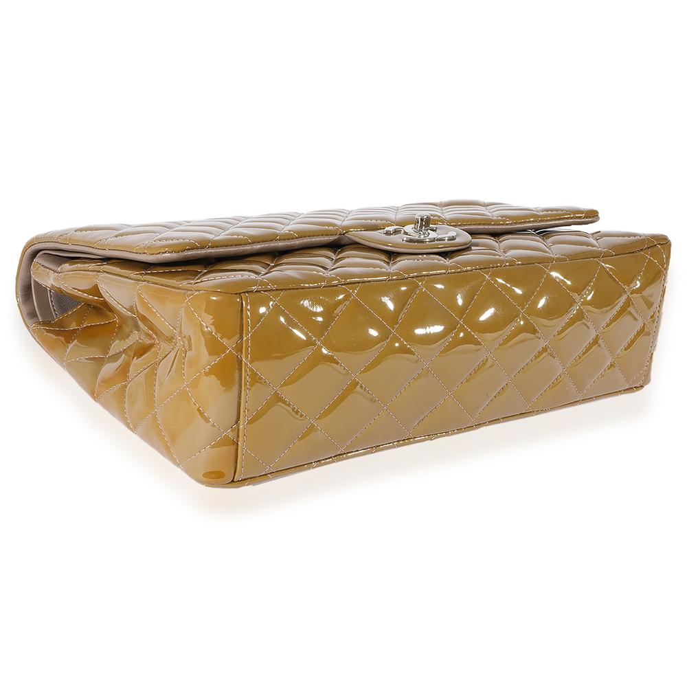 Chanel Tan Quilted Patent Leather Maxi Double Flap - Picture 7 of 7